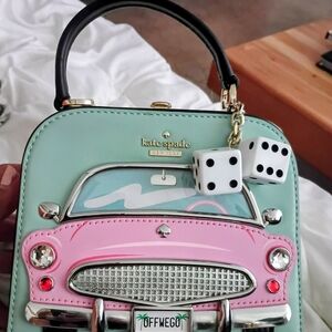 Kate Spade Pink and Green Car-Themed Handbag